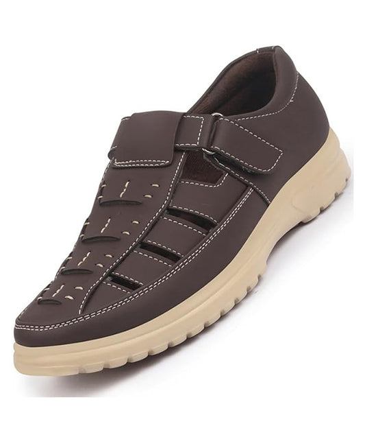 Brown Covered Sandals For Men